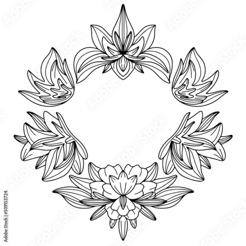 Digital illustration of iris wreath