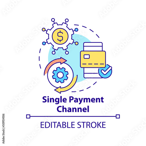 Single payment channel concept icon. Pay for ticket. Mobility as service value abstract idea thin line illustration. Isolated outline drawing. Editable stroke. Arial, Myriad Pro-Bold fonts used