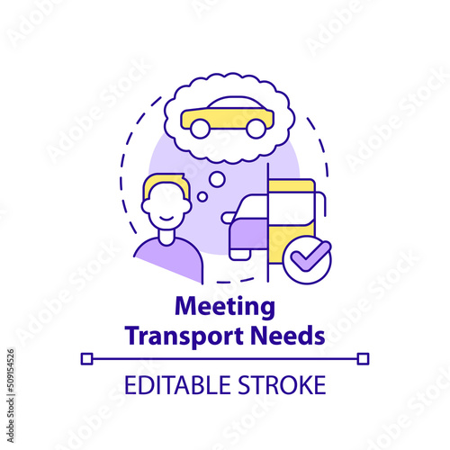 Meeting transport needs concept icon. Client demand. Maas concept component abstract idea thin line illustration. Isolated outline drawing. Editable stroke. Arial, Myriad Pro-Bold fonts used