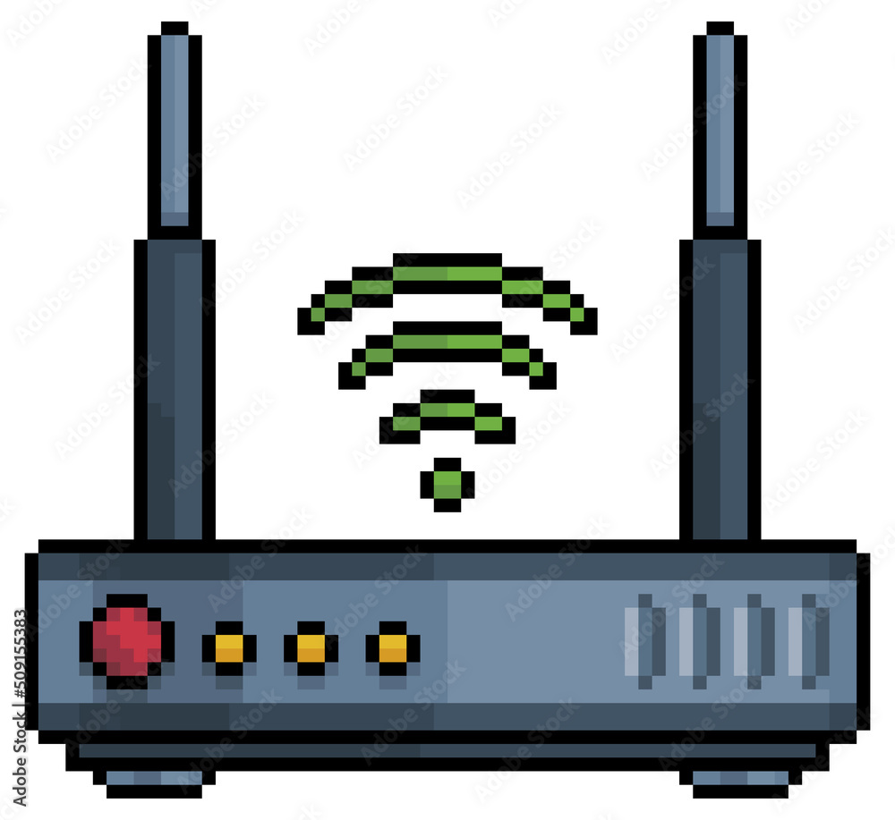 Pixel art WiFi internet router vector icon for 8bit game on white  background Векторный объект Stock | Adobe Stock