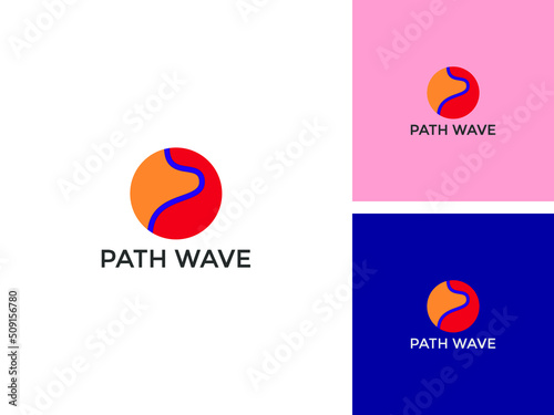 ILLUSTRATION ABSTRACT PATH WAVE SIMPLE LOGO DESIGN VECTOR