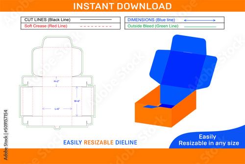 Cardboard or corrugated shipping mailer box dieline template