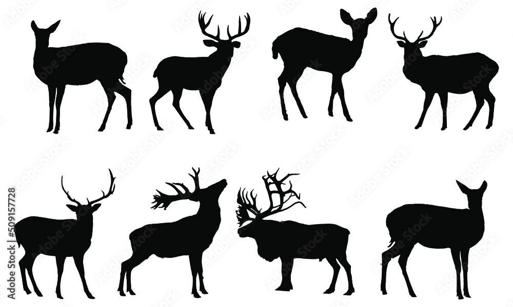 Silhouette of beautiful stylized cartoon deer on white background. Vector illustration Silhouette of beautiful stylized cartoon deer on white background. Vector illustration