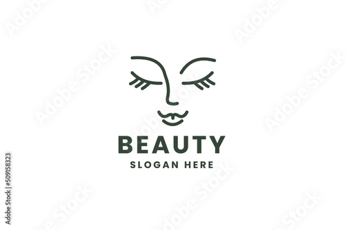 Beauty face woman logo template for beauty and cosmetic vector illustration.