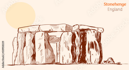 Stonehenge england hand drawing vector illustration  photo