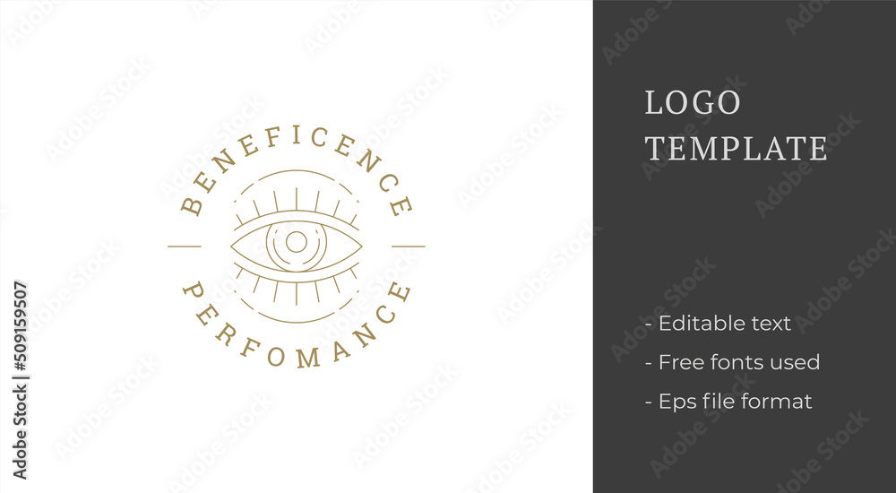 Magic eye logo emblem design template vector illustration in minimal line art style Magic eye logo emblem design template vector illustration in minimal line art style