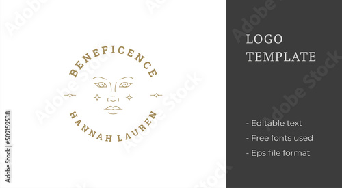 Outline emblem of female face line style