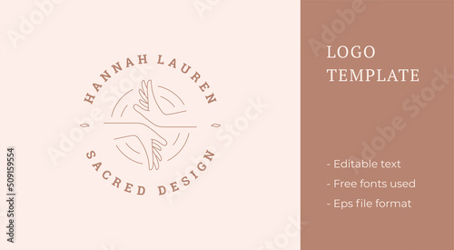 Linear graphic logo of female hands of beauty artist line style