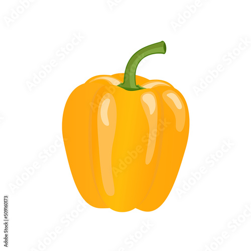 Yellow paprika pepper, flat style vector illustration isolated on white background
