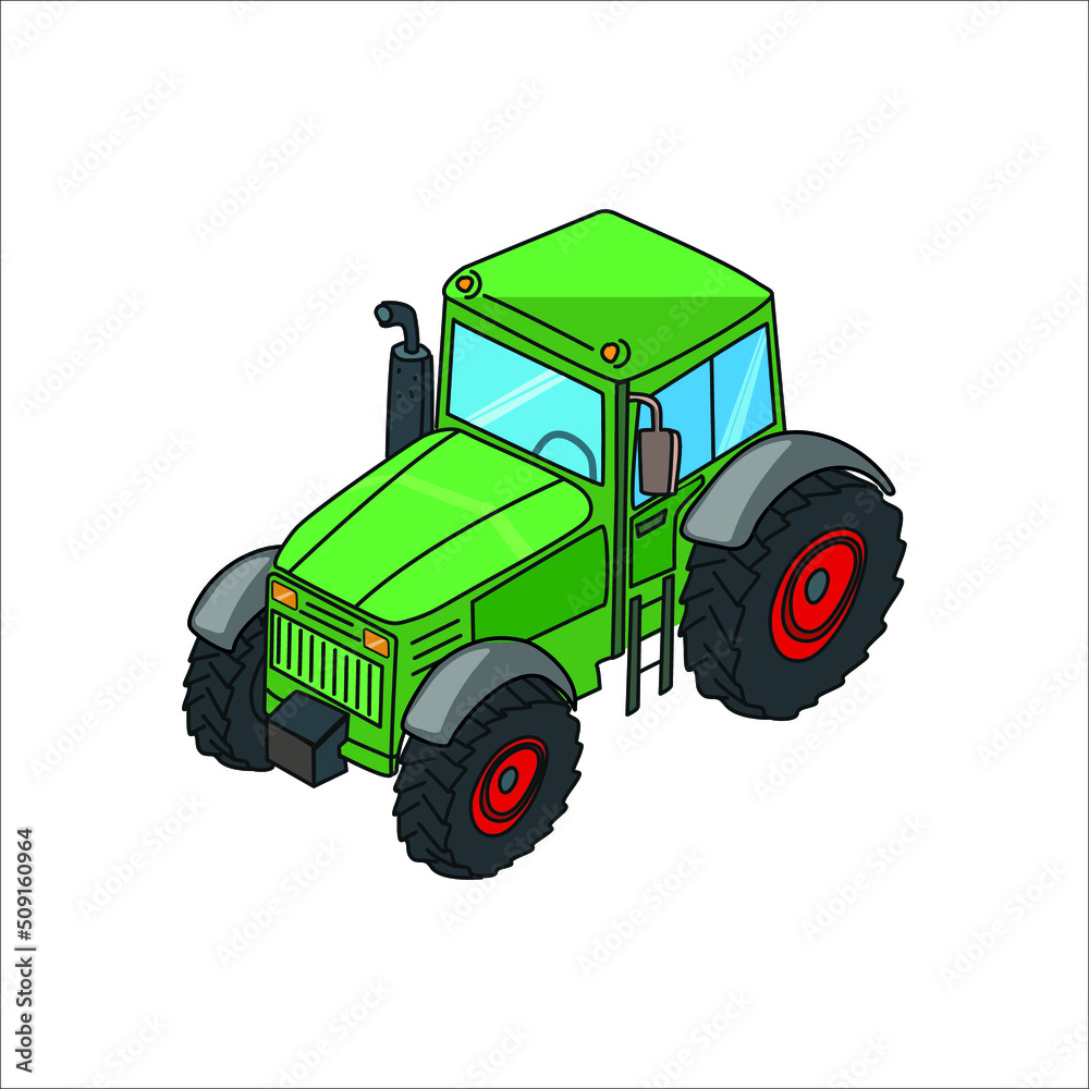 Illustration of green tractor isolated on white Illustration of green tractor isolated on white