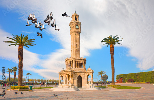 Izmir clock tower. The famous clock tower became the symbol of Izmir