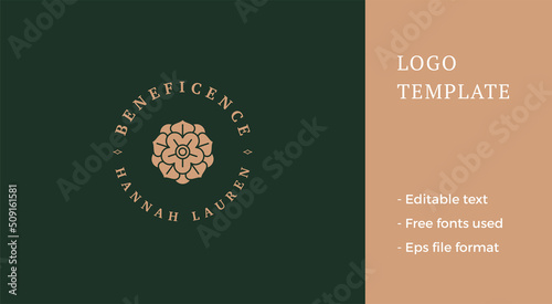 Minimalist spring flower romantic bud with petals elegant logo vector illustration