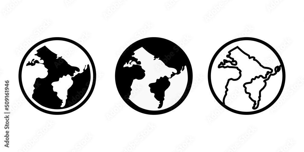 Obraz premium World planet line icon. Web internet sign. Global marketing symbol. Quality design element. Editable stroke. Linear style world planet icon. Vector