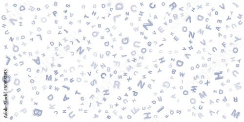 Various Colorful Random Randomly Placed, Sized and Oriented Letters Pattern - Texture, Background, Design Element in Editable Vector Format