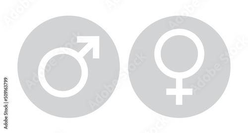 Gender symbol Male and Female icon symbol, vector illustration. Man and Woman sign isolated on white background for graphic and web UI design, organisms or planets Venus and Mars, line, flat style.