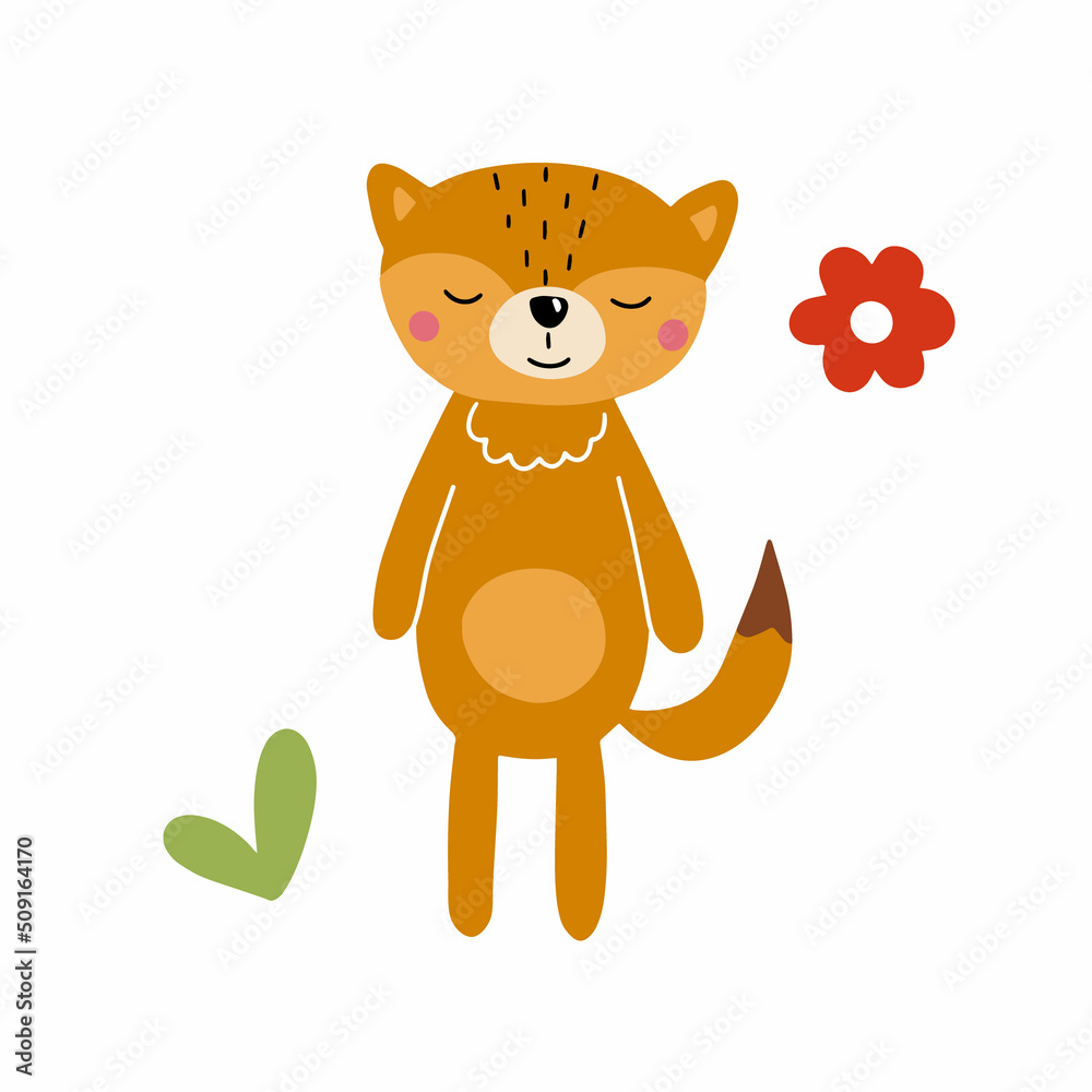 Obraz premium Cute fox. Forest character. Vector illustration isolated on white background for your design.