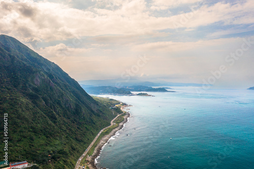 Wallpaper Mural 13-Layer Remains (Remains of Copper Refinery) Aerial View in Yinyang Sea of Shuinandong, Ruifang District, New Taipei, Taiwan. Torontodigital.ca