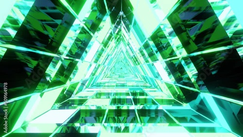Emerald crystalized triangle VJ loop tunnel background for party