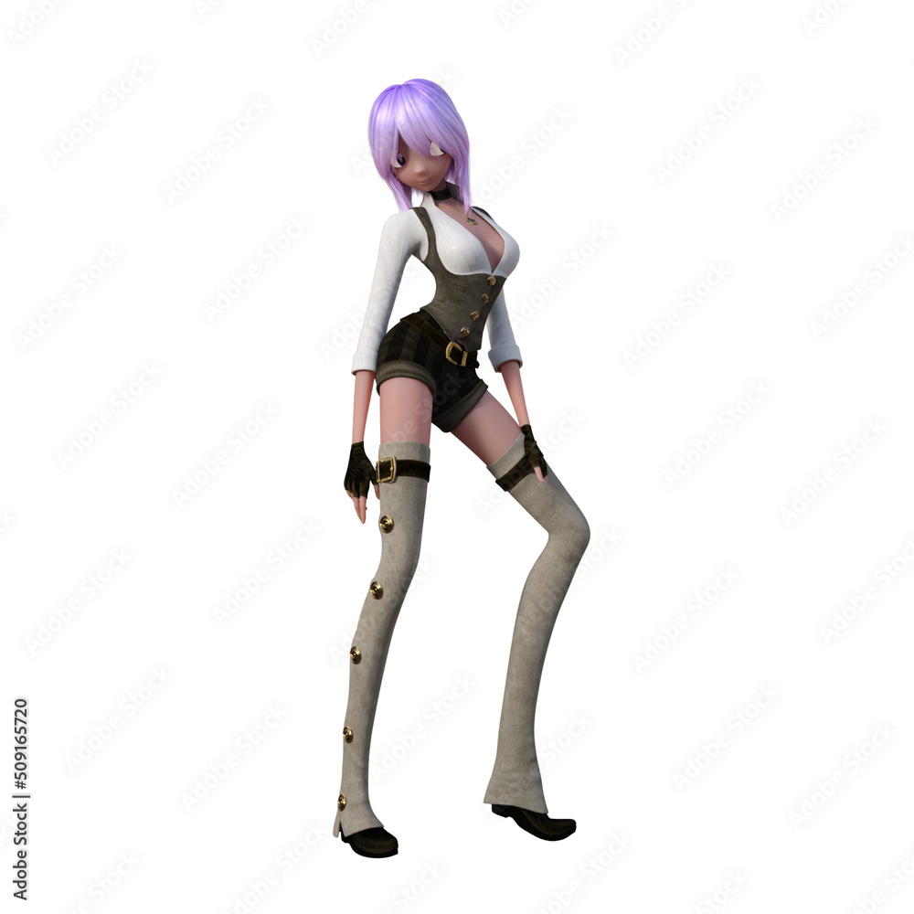 Anime girl with pink hair