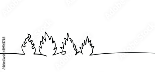 Fire or flame pictogram. Fire drawning line pattern.Cartoon vector flames icon or symbol. Burn, ablaze logo. 