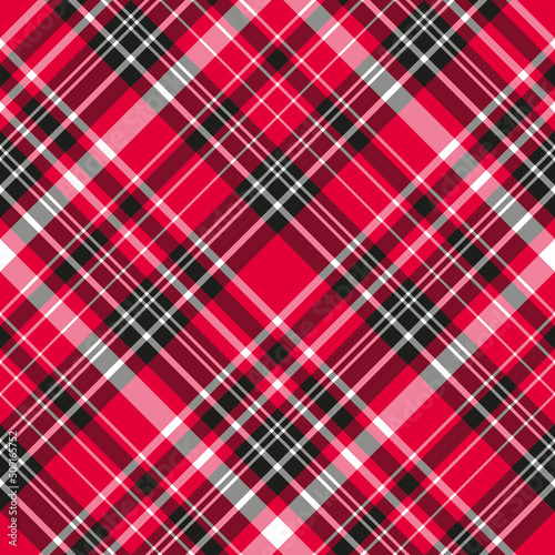 Seamless pattern in marvellous scarlet, black and white colors for plaid, fabric, textile, clothes, tablecloth and other things. Vector image. 2