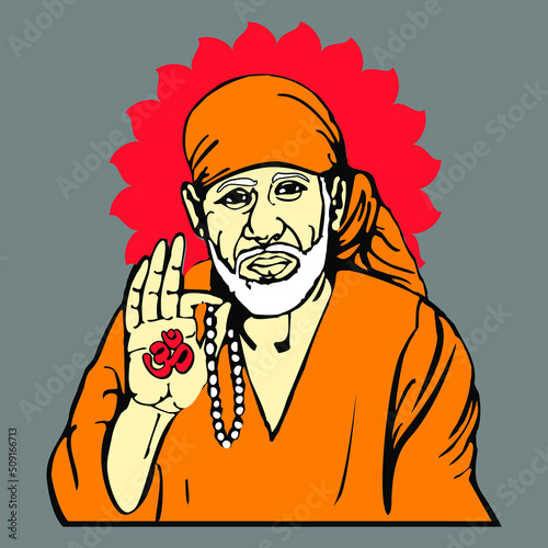 vector of great sant of Maharashtra Sai Baba, Sabka Malik Ek for radium cutting or laser cutting or for cnc cutting
with Om symbol photo