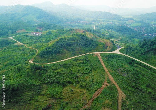 Beautiful aerial view, natural panorama of the mountains, Bandung, West Java-Indonesia.