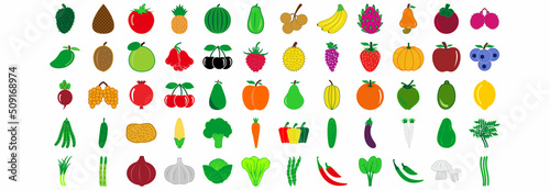 fruit and vegetable icon set, vector sign symbol