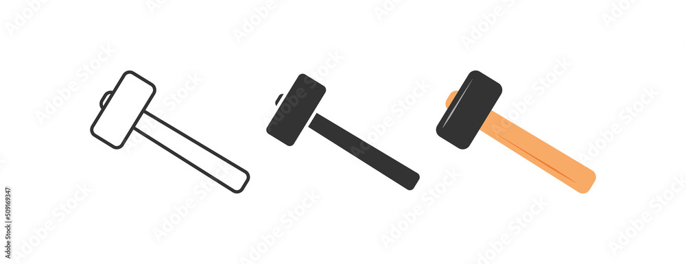 Sledgehammer icon. Big hammer with wooden handle symbol. Sign contruction  tool vector. Stock Vector | Adobe Stock