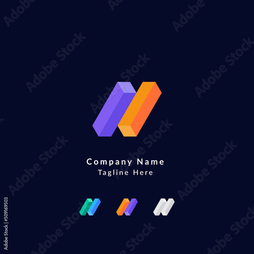 Modern N Letter Geometric Minimal Branding Identity logo design vector Template	