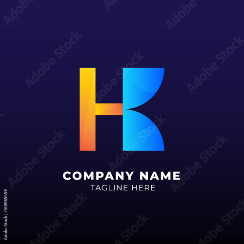 Modern H Letter Modern K Letter Branding Identity logo design vector Template	