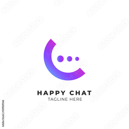 Modern Happy Chat Apps Icon Branding Identity logo design vector Template