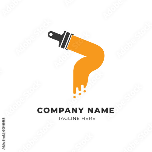 Modern P Letter Minimal Painting Branding Identity logo design vector Template	