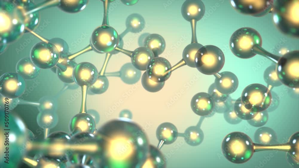 High quality CGI render of an abstract glass molecular model in a teal and orange color theme, with a smooth dollying camera move and beautiful depth of field High quality CGI render of an abstract glass molecular model in a teal and orange color theme, with a smooth dollying camera move and beautiful depth of field