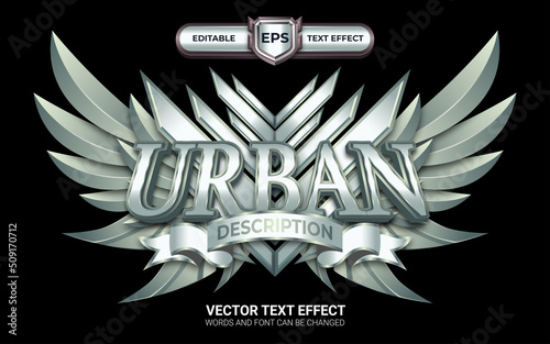 Urban Badge with Editable Text Effect and Silver Style