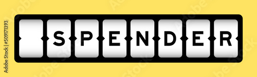 Black color in word spender on slot banner with yellow color background