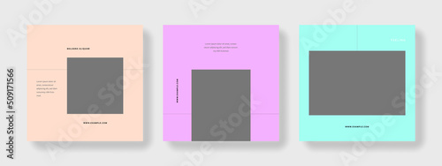 minimal social media templates with place for photos, clean editable square banners, instagram and facebook with minimalistic design