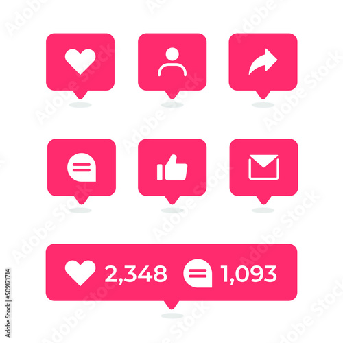 SNS share like message user heart icon illustration design