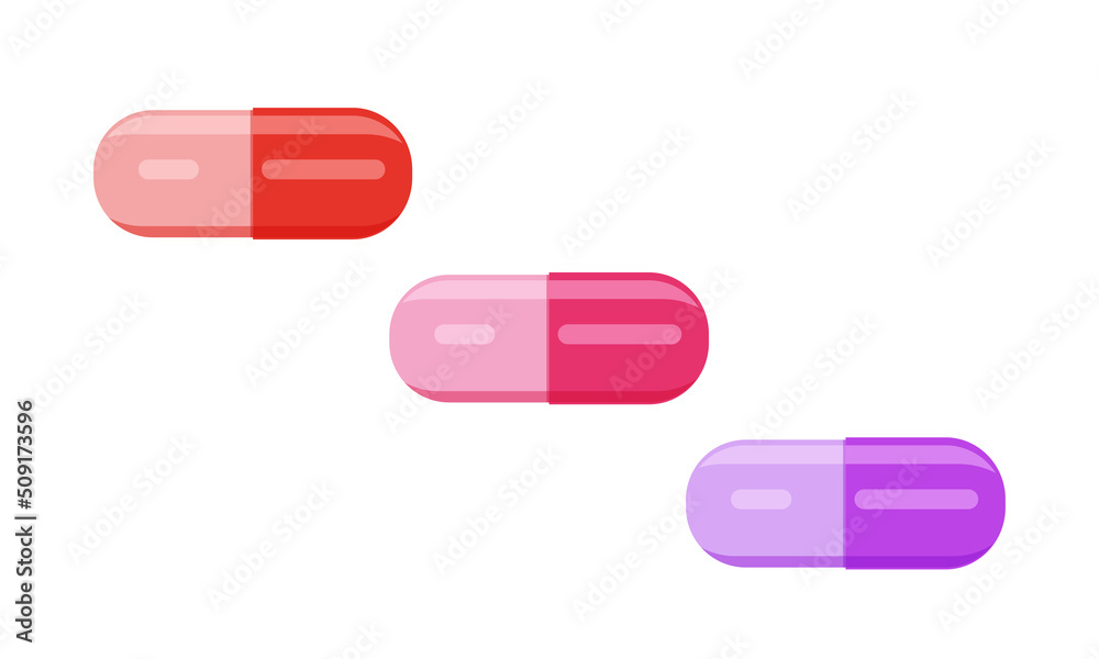 Set of color capsules isolated on white background Set of color capsules isolated on white background