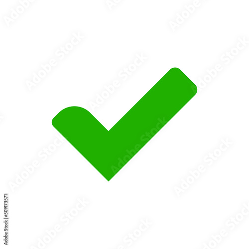 Tick sign element. Green checkmark icon isolated on white background.