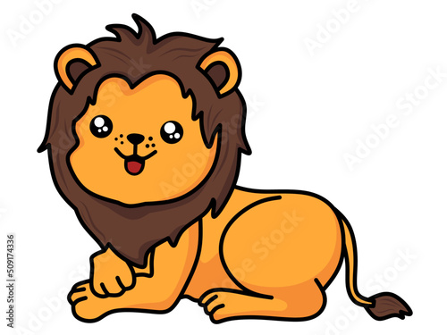 Cute lion character kawaii style