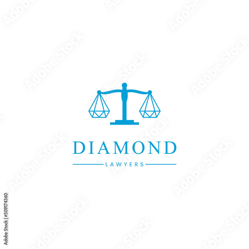 diamond law creative logo design, scales with diamond logo design, luxury law logo