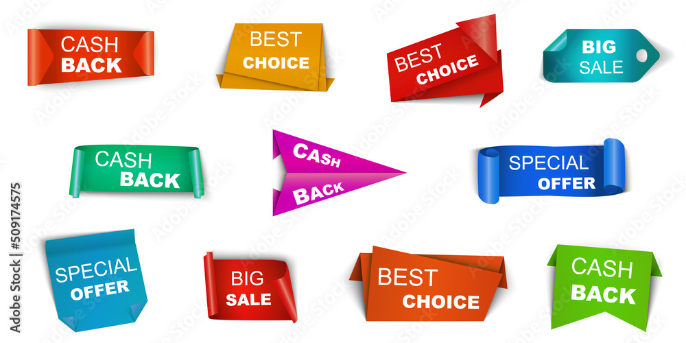 Color stickers with shadows and text. Advertising, labels, advertising banners, discounts. Vector promotion background. EPS 10. Color stickers with shadows and text. Advertising, labels, advertising banners, discounts. Vector promotion background. EPS 10.