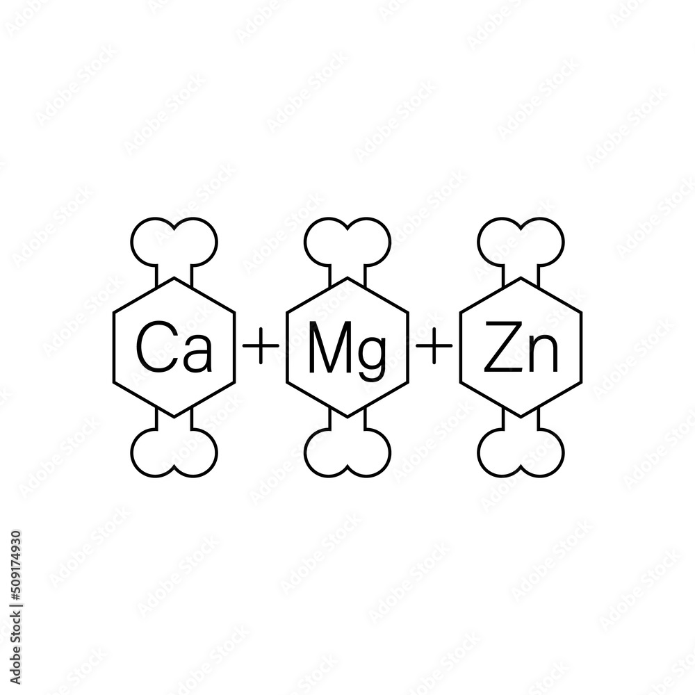 Calcium, magnesium and zinc vitamins for bones. Ca, Mg, Zn set. Vector clipart and drawing. Isolated illustration on white background. Calcium, magnesium and zinc vitamins for bones. Ca, Mg, Zn set. Vector clipart and drawing. Isolated illustration on white background.