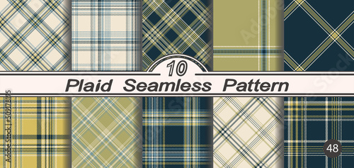 Set seamless vector check plaid colored pattern.
