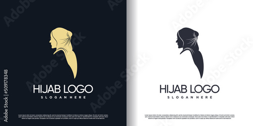 Beauty hijab logo design with modern concept Premium Vector photo