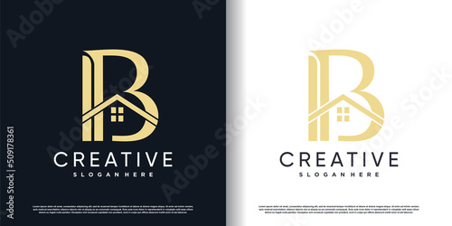 Building logo design with letter b concept Premium Vector