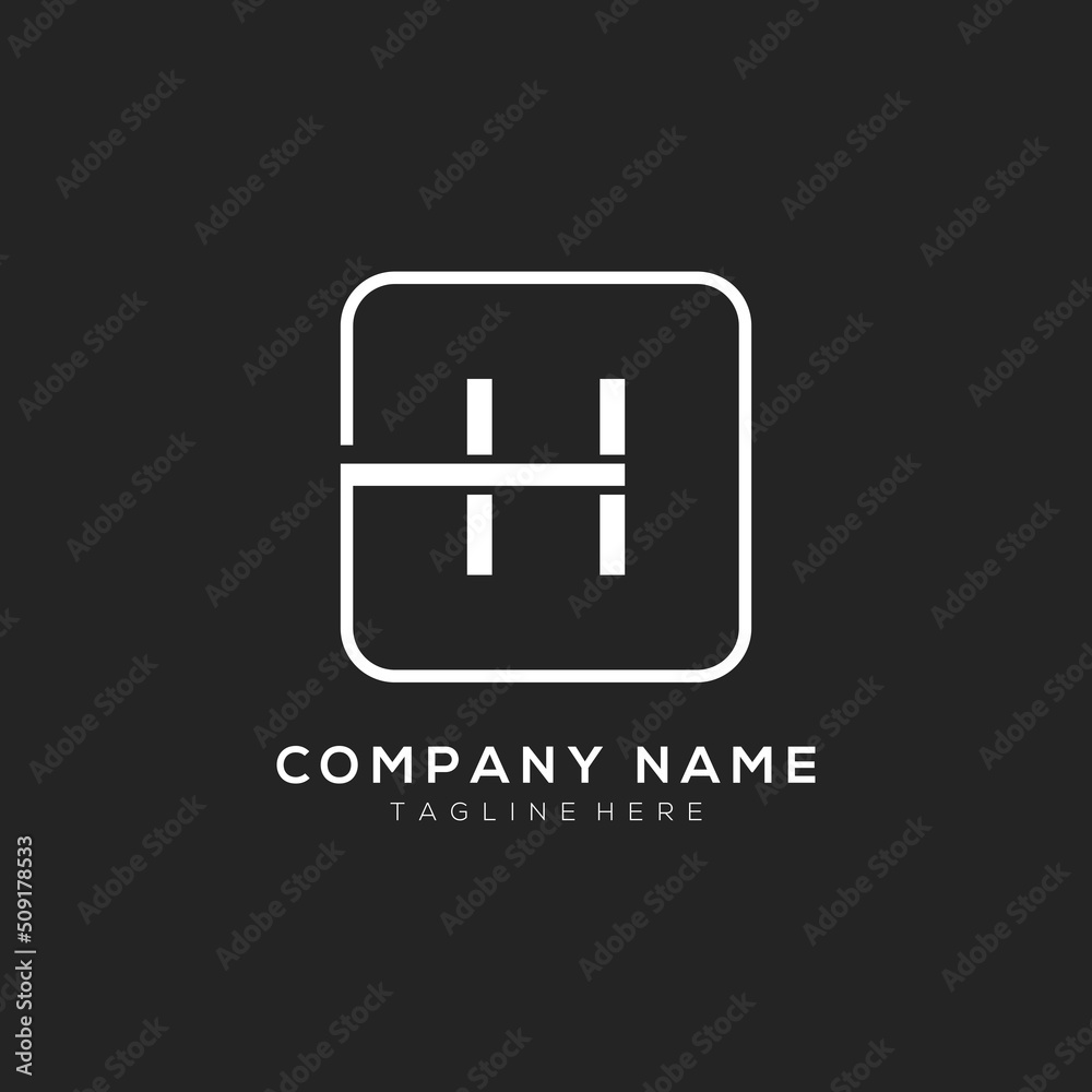 Initial H logo design vector dark concept with white square element. H letter logo design. Initial H logo design vector dark concept with white square element. H letter logo design.
