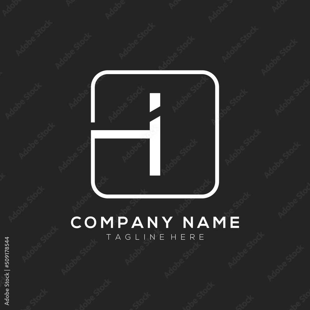 Initial I logo design vector dark concept with white square element. I letter logo design. Initial I logo design vector dark concept with white square element. I letter logo design.