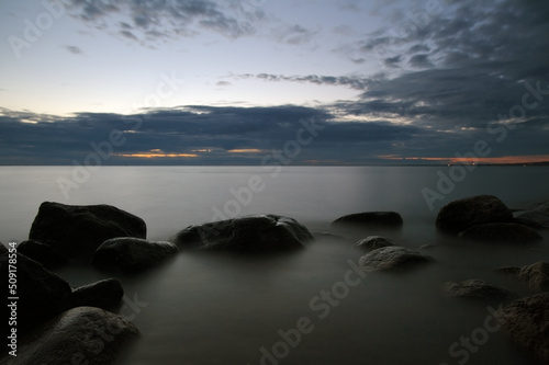 Rocks in water at night nature landscape